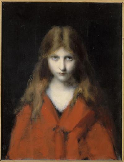 Henner Jeune fille au corsage rouge, Mlle Dodey, modèle du peintre