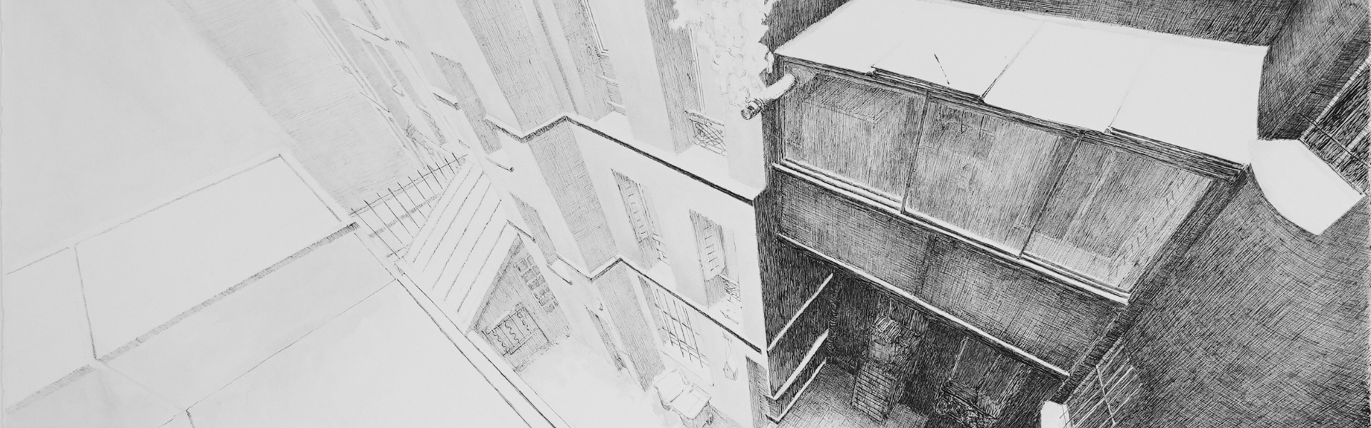 Dessin d'un bâtiment en plongé